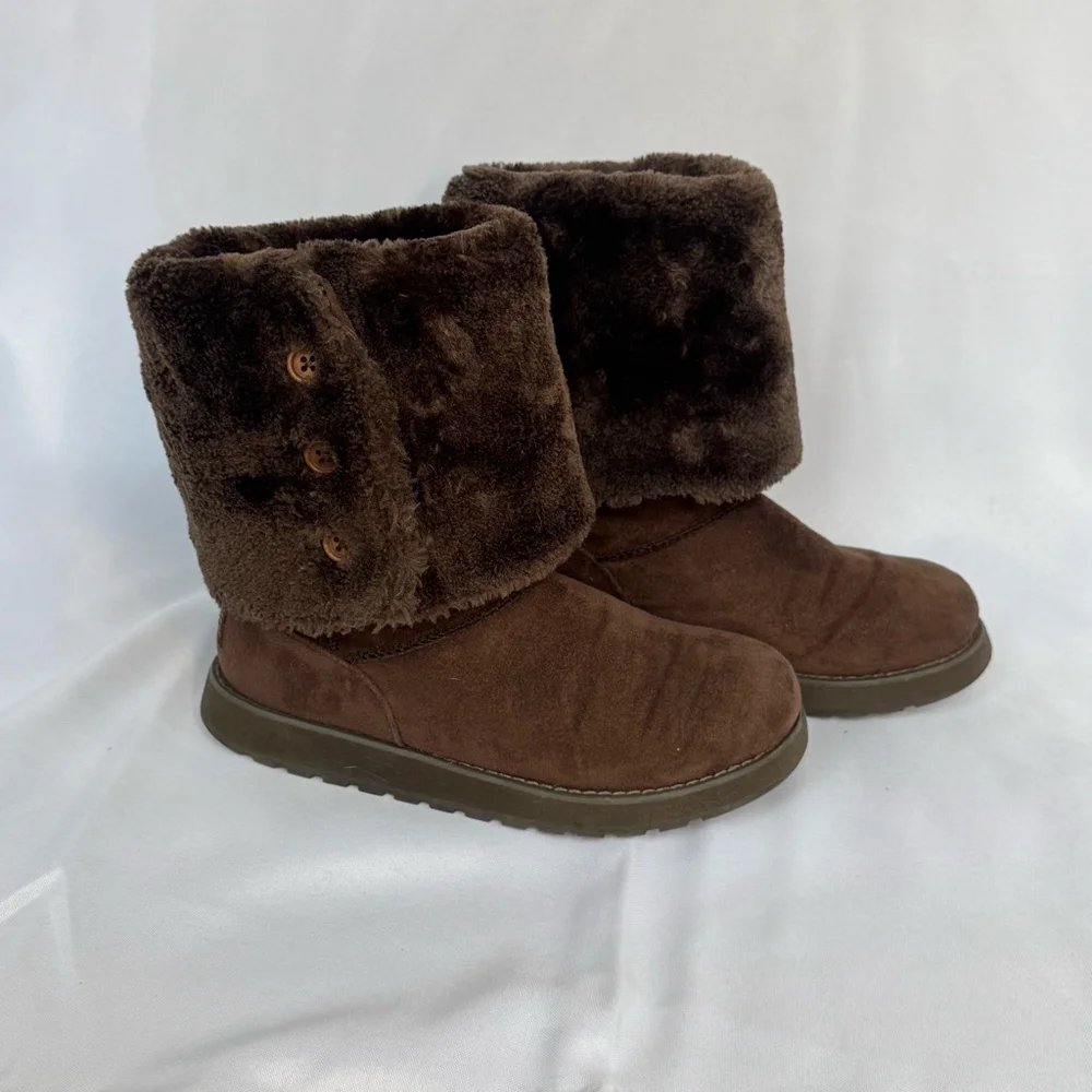 Skechers Keepsakes Slouch Tall Winter Boots Chocolate Brown Faux Fur Lined 6.5 - Picture 8 of 10